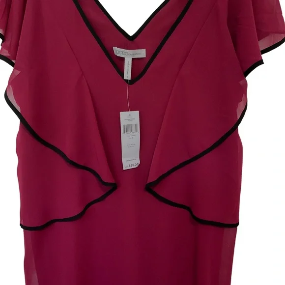 BCBG Dress BCBGeneration Women's Maroon V-neck Ruffle Tent/Shift Dress S… - Picture 5 of 15